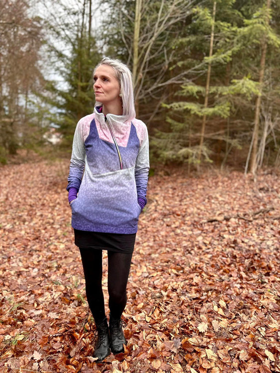 ISFLAK - Raglanhoodie mit Reißverschluss, Troyer, Outdoorhoodie Größen 30 - 50