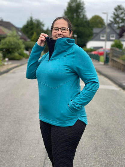 ISFLAK - Raglanhoodie mit Reißverschluss, Troyer, Outdoorhoodie Größen 30 - 50