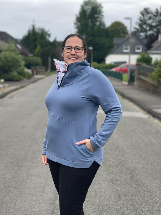 ISFLAK - Raglanhoodie mit Reißverschluss, Troyer, Outdoorhoodie Größen 30 - 50