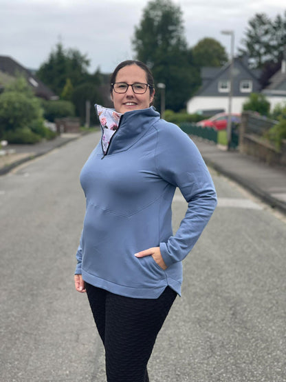 ISFLAK - Raglanhoodie mit Reißverschluss, Troyer, Outdoorhoodie Größen 30 - 50