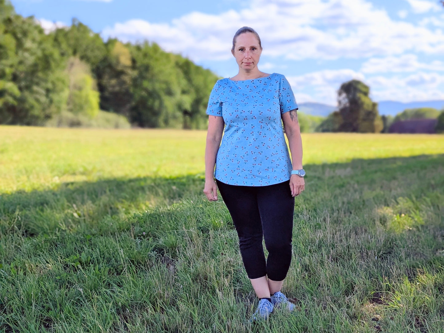 Glädja - körpernahes  Shirt mit U-Boot Ausschnitt Gr. 30-50