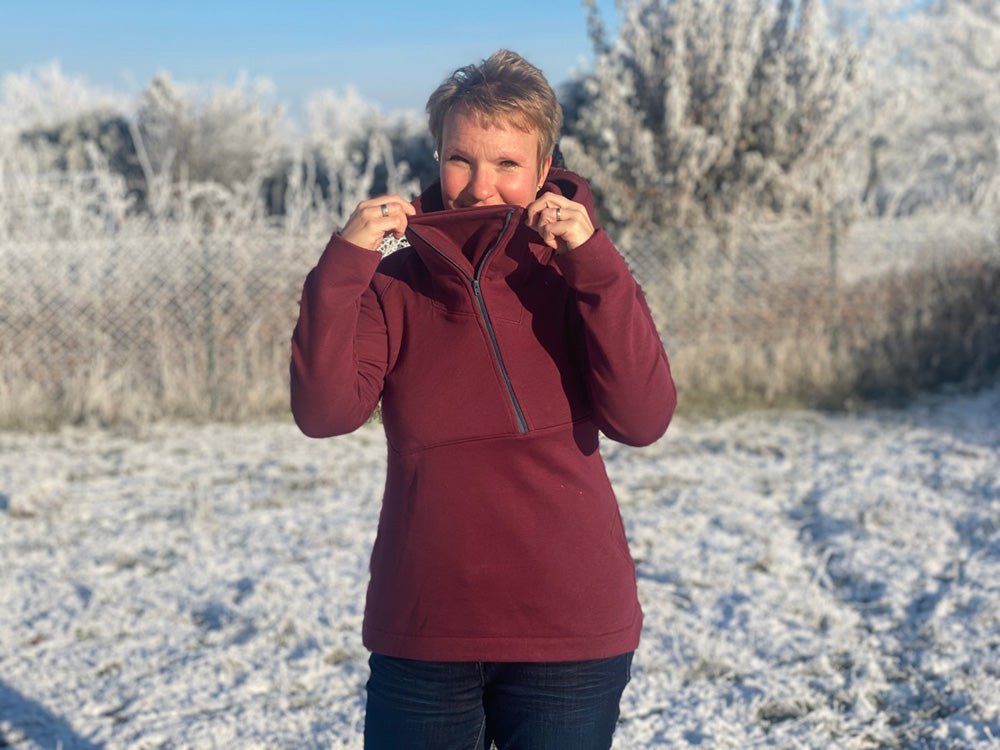 ISFLAK - Raglanhoodie mit Reißverschluss, Troyer, Outdoorhoodie Größen 30 - 50