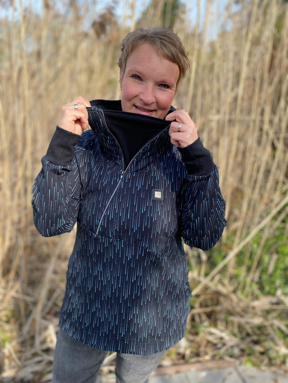 ISFLAK - Raglanhoodie mit Reißverschluss, Troyer, Outdoorhoodie Größen 30 - 50