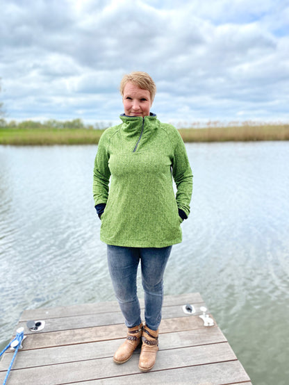 ISFLAK - Raglanhoodie mit Reißverschluss, Troyer, Outdoorhoodie Größen 30 - 50