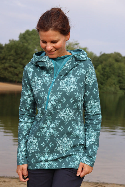 ISFLAK - Raglanhoodie mit Reißverschluss, Troyer, Outdoorhoodie Größen 30 - 50