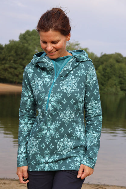 ISFLAK - Raglanhoodie mit Reißverschluss, Troyer, Outdoorhoodie Größen 30 - 50