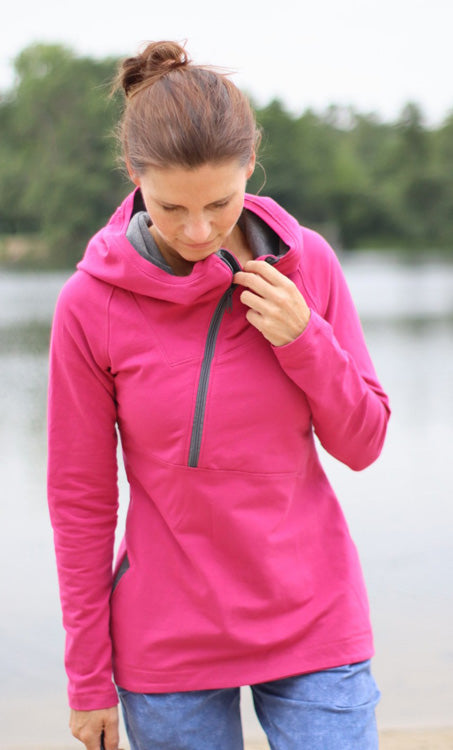 ISFLAK - Raglanhoodie mit Reißverschluss, Troyer, Outdoorhoodie Größen 30 - 50