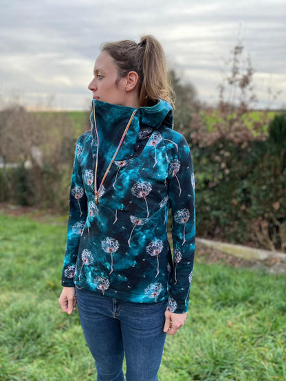 ISFLAK - Raglanhoodie mit Reißverschluss, Troyer, Outdoorhoodie Größen 30 - 50