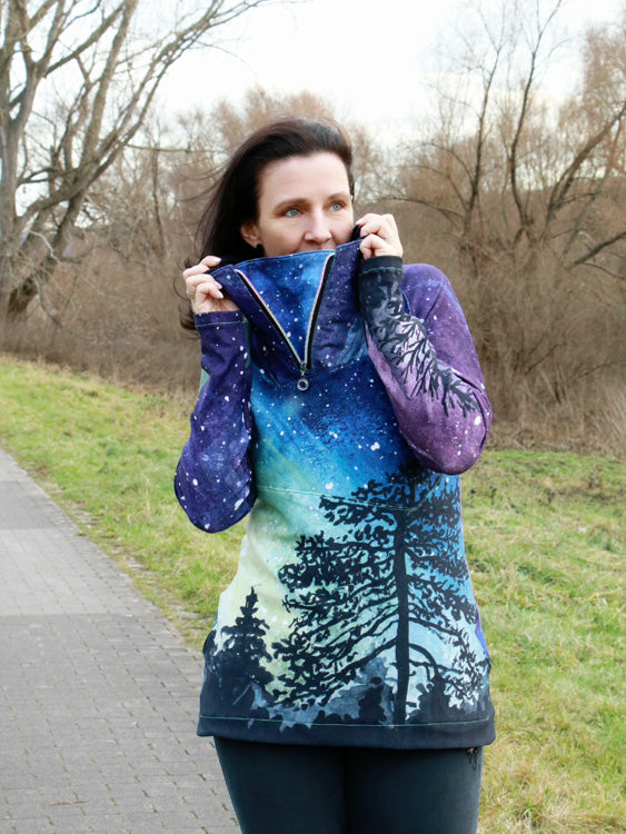 ISFLAK - Raglanhoodie mit Reißverschluss, Troyer, Outdoorhoodie Größen 30 - 50