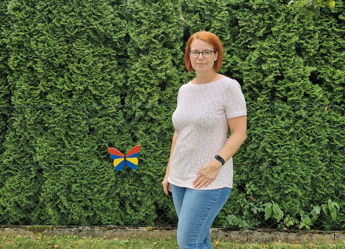 Glädja - körpernahes  Shirt mit U-Boot Ausschnitt Gr. 30-50