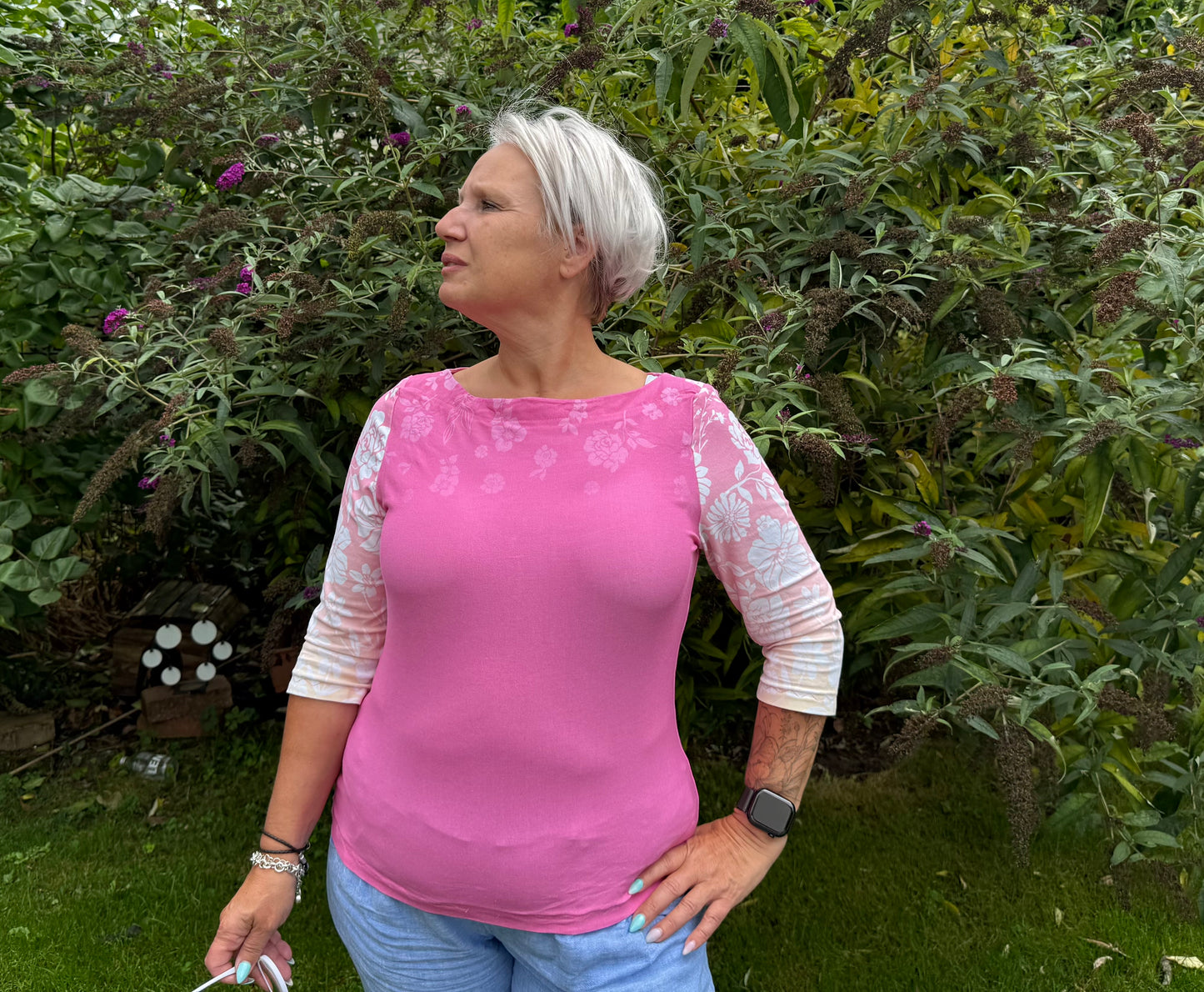 Glädja - körpernahes  Shirt mit U-Boot Ausschnitt Gr. 30-50