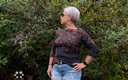 Glädja - körpernahes  Shirt mit U-Boot Ausschnitt Gr. 30-50