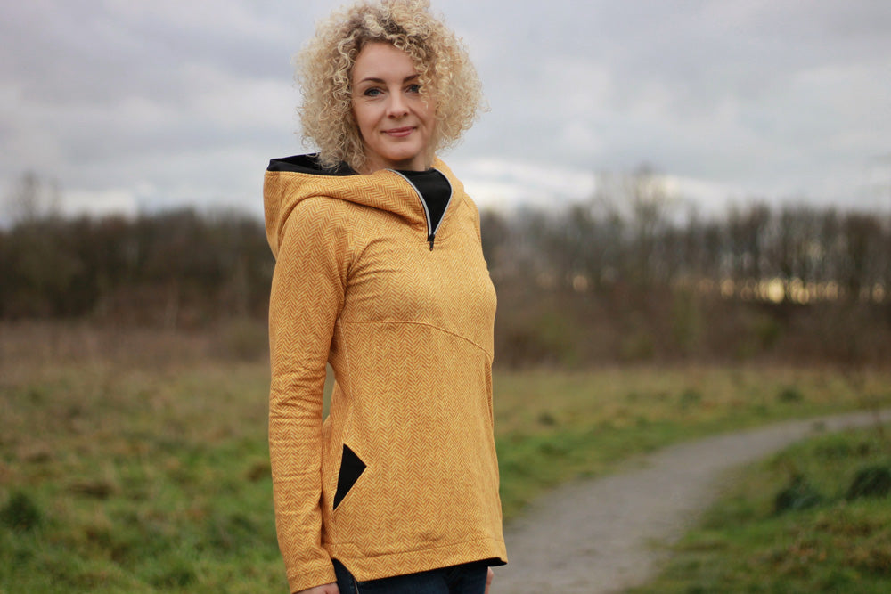 ISFLAK - Raglanhoodie mit Reißverschluss, Troyer, Outdoorhoodie Größen 30 - 50