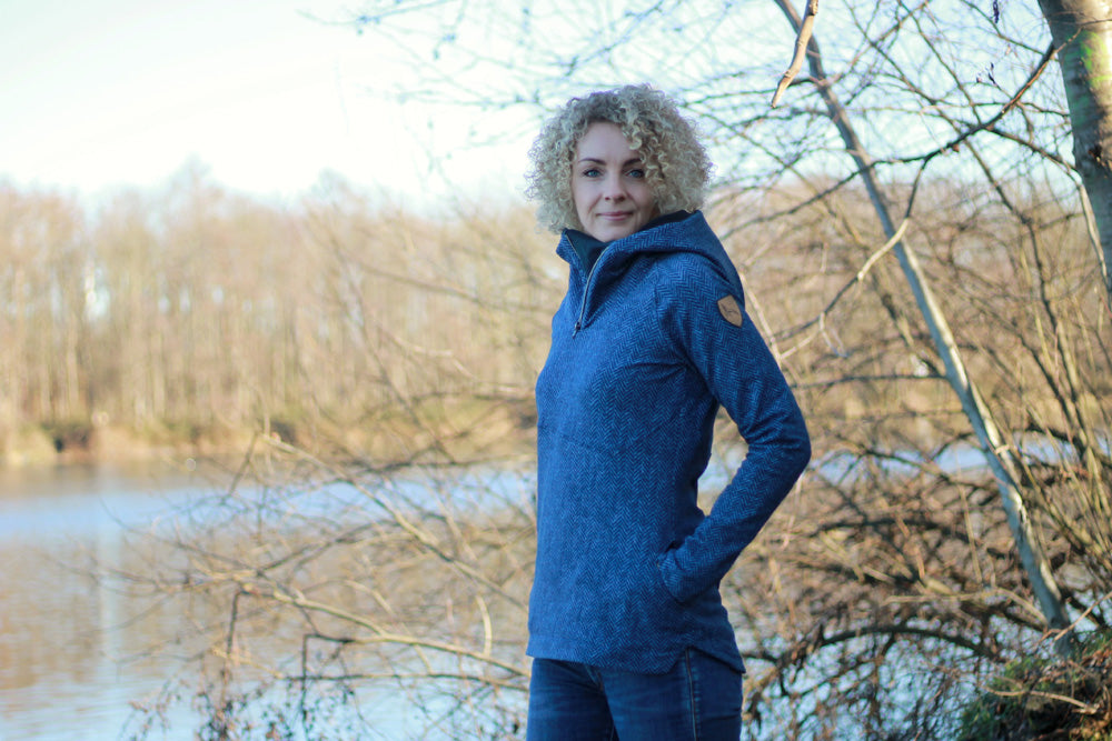 ISFLAK - Raglanhoodie mit Reißverschluss, Troyer, Outdoorhoodie Größen 30 - 50