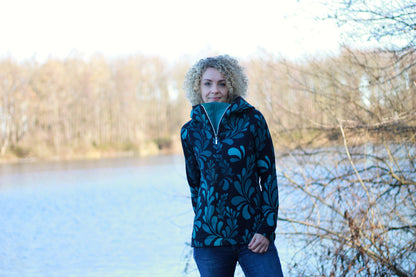 ISFLAK - Raglanhoodie mit Reißverschluss, Troyer, Outdoorhoodie Größen 30 - 50