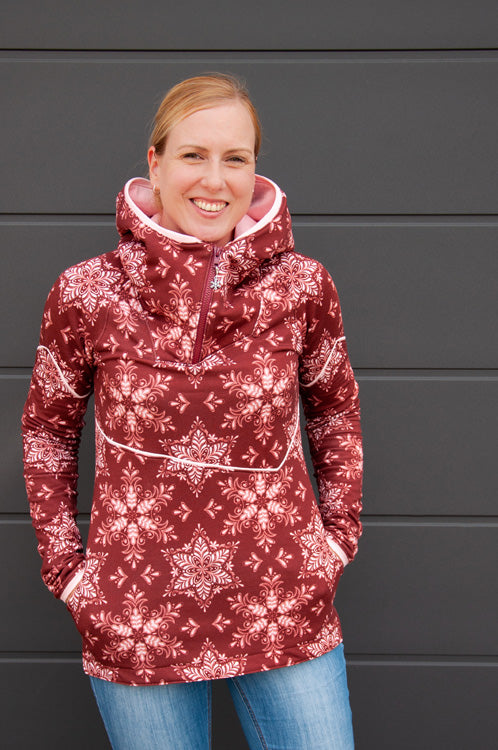 ISFLAK - Raglanhoodie mit Reißverschluss, Troyer, Outdoorhoodie Größen 30 - 50