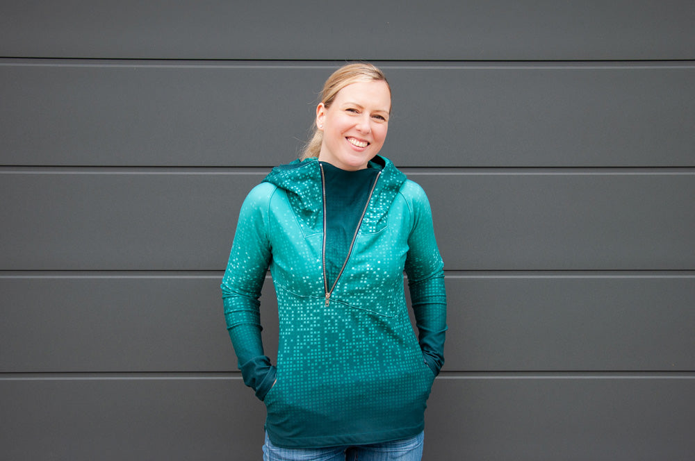 ISFLAK - Raglanhoodie mit Reißverschluss, Troyer, Outdoorhoodie Größen 30 - 50