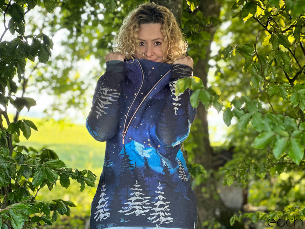 ISFLAK - Raglanhoodie mit Reißverschluss, Troyer, Outdoorhoodie Größen 30 - 50