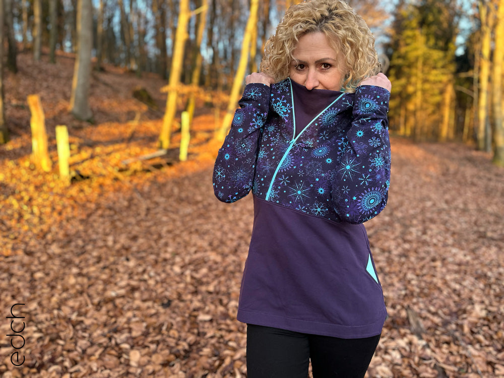 ISFLAK - Raglanhoodie mit Reißverschluss, Troyer, Outdoorhoodie Größen 30 - 50