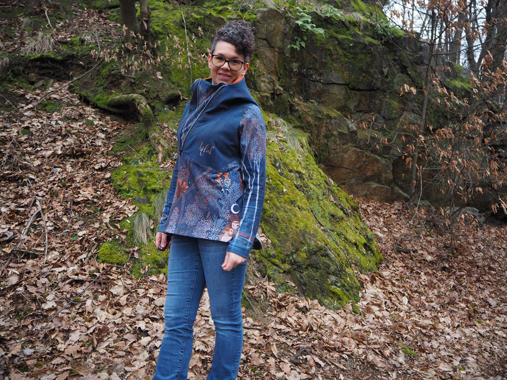 ISFLAK - Raglanhoodie mit Reißverschluss, Troyer, Outdoorhoodie Größen 30 - 50