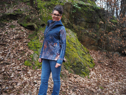 ISFLAK - Raglanhoodie mit Reißverschluss, Troyer, Outdoorhoodie Größen 30 - 50