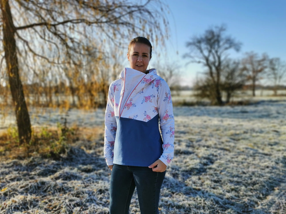ISFLAK - Raglanhoodie mit Reißverschluss, Troyer, Outdoorhoodie Größen 30 - 50