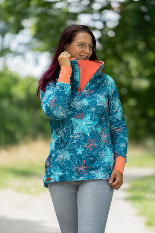 ISFLAK - Raglanhoodie mit Reißverschluss, Troyer, Outdoorhoodie Größen 30 - 50