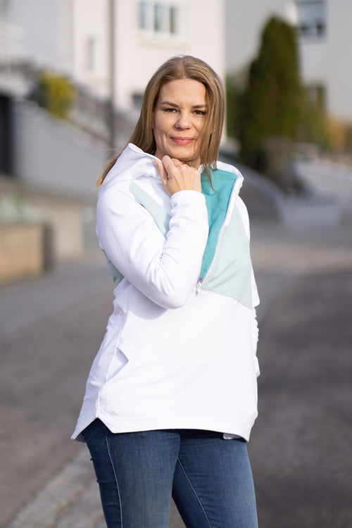 ISFLAK - Raglanhoodie mit Reißverschluss, Troyer, Outdoorhoodie Größen 30 - 50
