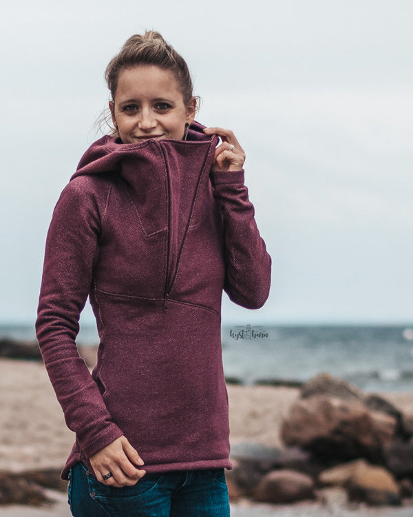 ISFLAK - Raglanhoodie mit Reißverschluss, Troyer, Outdoorhoodie Größen 30 - 50