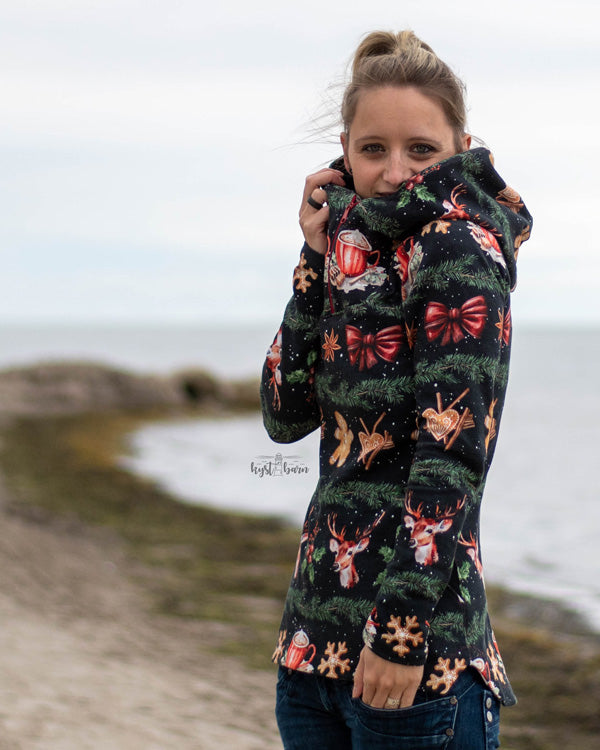 ISFLAK - Raglanhoodie mit Reißverschluss, Troyer, Outdoorhoodie Größen 30 - 50