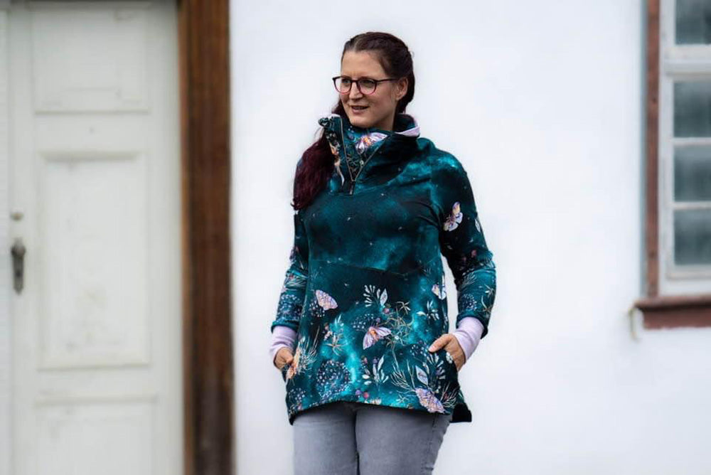 ISFLAK - Raglanhoodie mit Reißverschluss, Troyer, Outdoorhoodie Größen 30 - 50