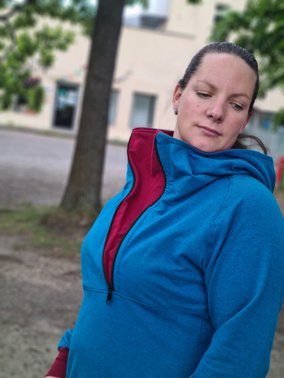 ISFLAK - Raglanhoodie mit Reißverschluss, Troyer, Outdoorhoodie Größen 30 - 50
