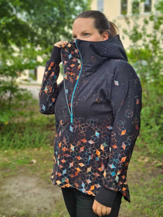 ISFLAK - Raglanhoodie mit Reißverschluss, Troyer, Outdoorhoodie Größen 30 - 50
