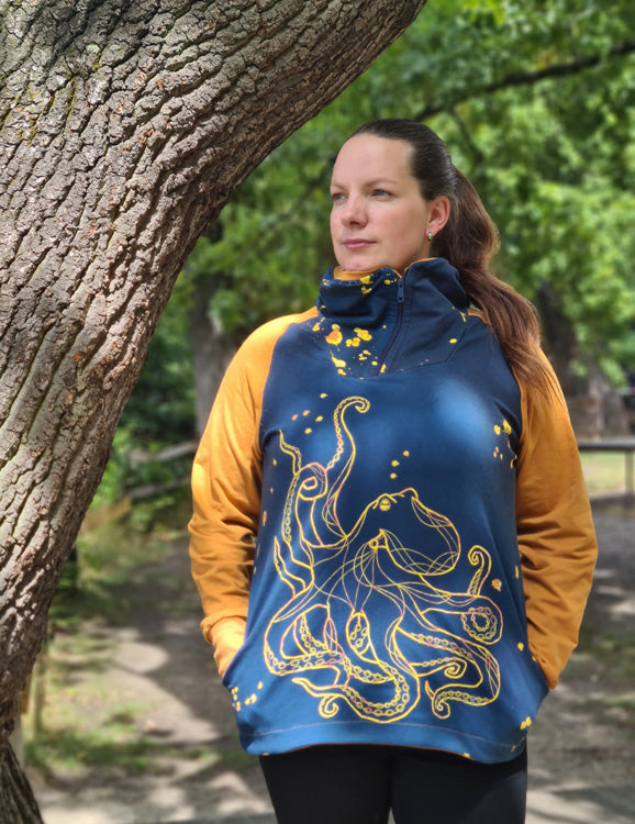 ISFLAK - Raglanhoodie mit Reißverschluss, Troyer, Outdoorhoodie Größen 30 - 50