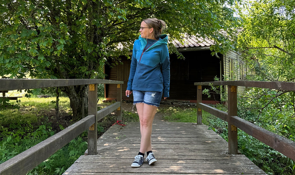 ISFLAK - Raglanhoodie mit Reißverschluss, Troyer, Outdoorhoodie Größen 30 - 50