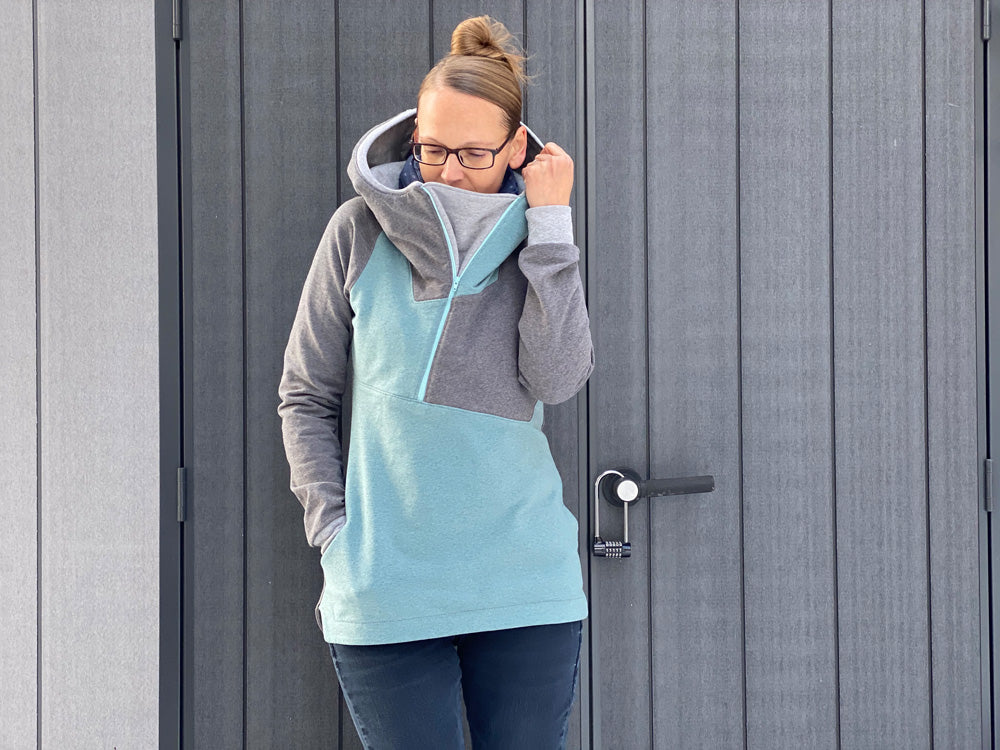 ISFLAK - Raglanhoodie mit Reißverschluss, Troyer, Outdoorhoodie Größen 30 - 50