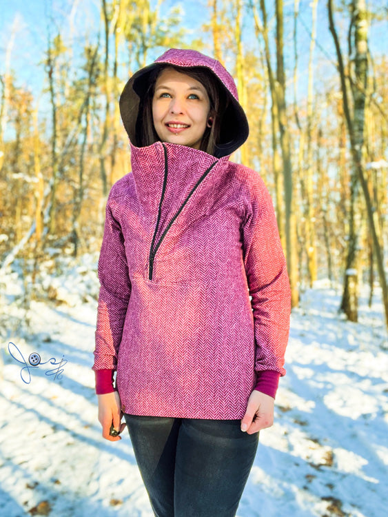 ISFLAK - Raglanhoodie mit Reißverschluss, Troyer, Outdoorhoodie Größen 30 - 50
