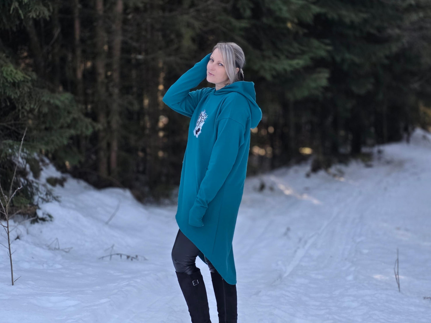 Skymning - Oversized Hoodiekleid & Longpulli