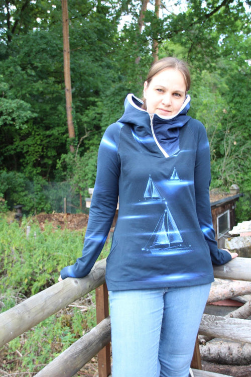 ISFLAK - Raglanhoodie mit Reißverschluss, Troyer, Outdoorhoodie Größen 30 - 50