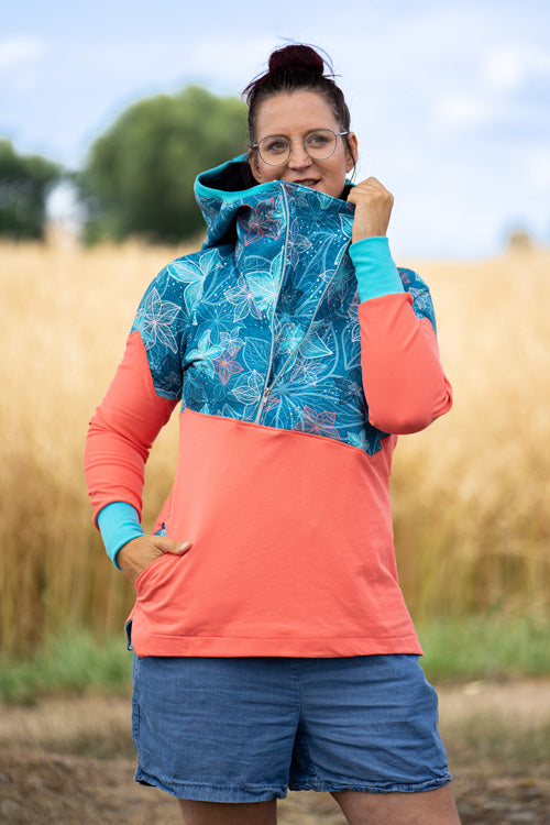 ISFLAK - Raglanhoodie mit Reißverschluss, Troyer, Outdoorhoodie Größen 30 - 50
