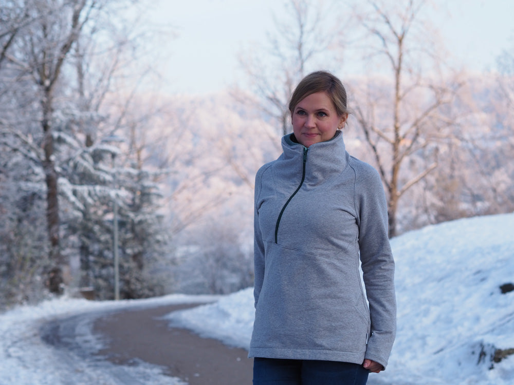 ISFLAK - Raglanhoodie mit Reißverschluss, Troyer, Outdoorhoodie Größen 30 - 50