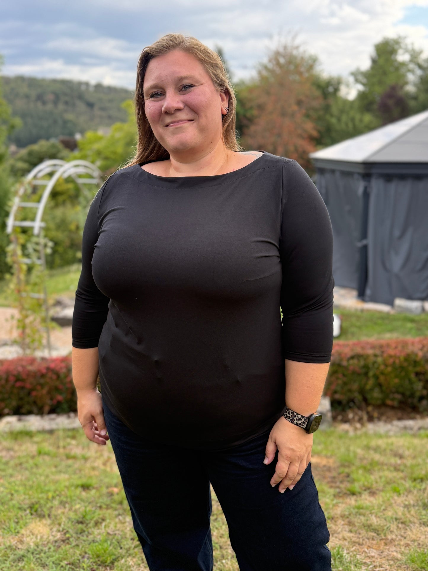 Glädja - körpernahes  Shirt mit U-Boot Ausschnitt Gr. 30-50