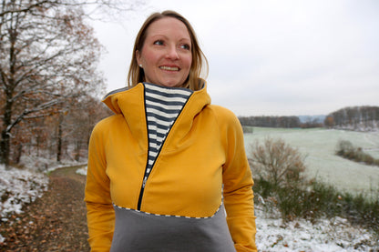 ISFLAK - Raglanhoodie mit Reißverschluss, Troyer, Outdoorhoodie Größen 30 - 50