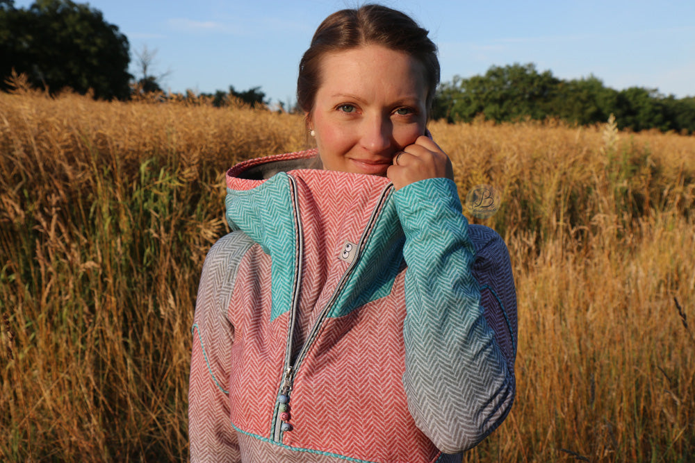 ISFLAK - Raglanhoodie mit Reißverschluss, Troyer, Outdoorhoodie Größen 30 - 50
