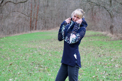 ISFLAK - Raglanhoodie mit Reißverschluss, Troyer, Outdoorhoodie Größen 30 - 50