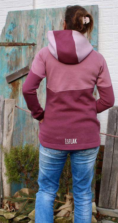 ISFLAK - Raglanhoodie mit Reißverschluss, Troyer, Outdoorhoodie Größen 30 - 50