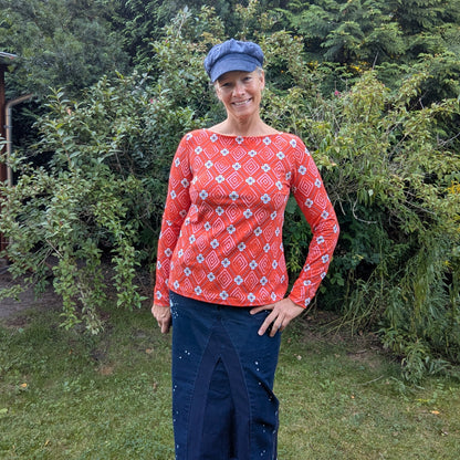 Glädja - körpernahes  Shirt mit U-Boot Ausschnitt Gr. 30-50