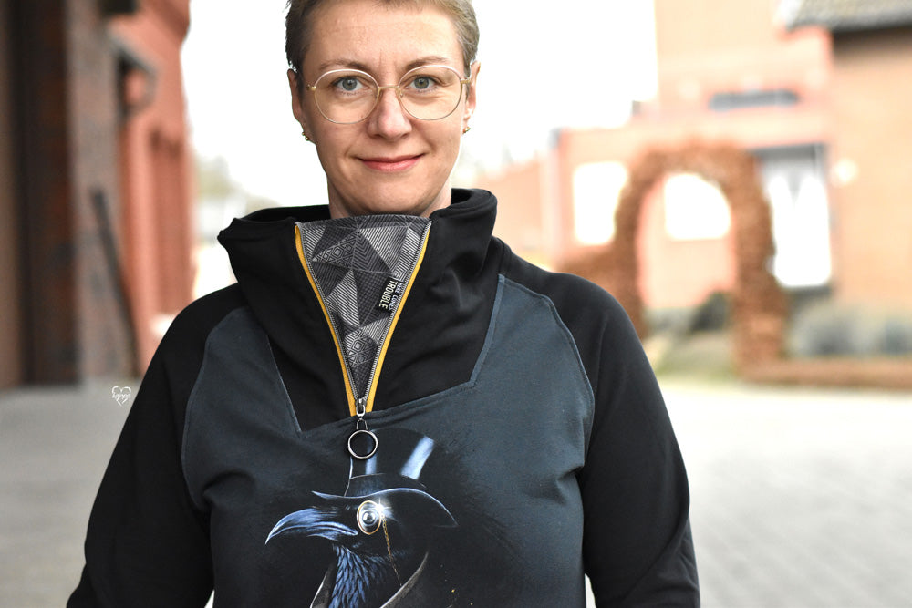 ISFLAK - Raglanhoodie mit Reißverschluss, Troyer, Outdoorhoodie Größen 30 - 50