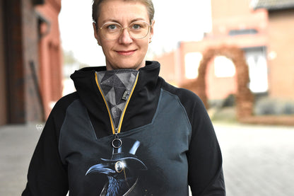 ISFLAK - Raglanhoodie mit Reißverschluss, Troyer, Outdoorhoodie Größen 30 - 50