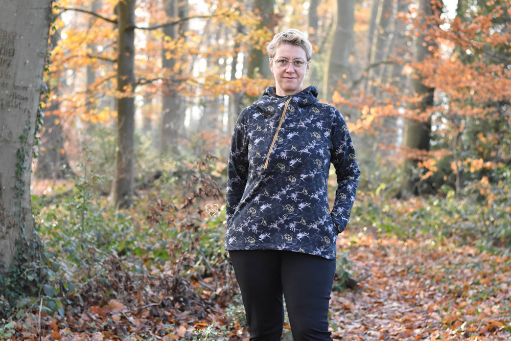 ISFLAK - Raglanhoodie mit Reißverschluss, Troyer, Outdoorhoodie Größen 30 - 50